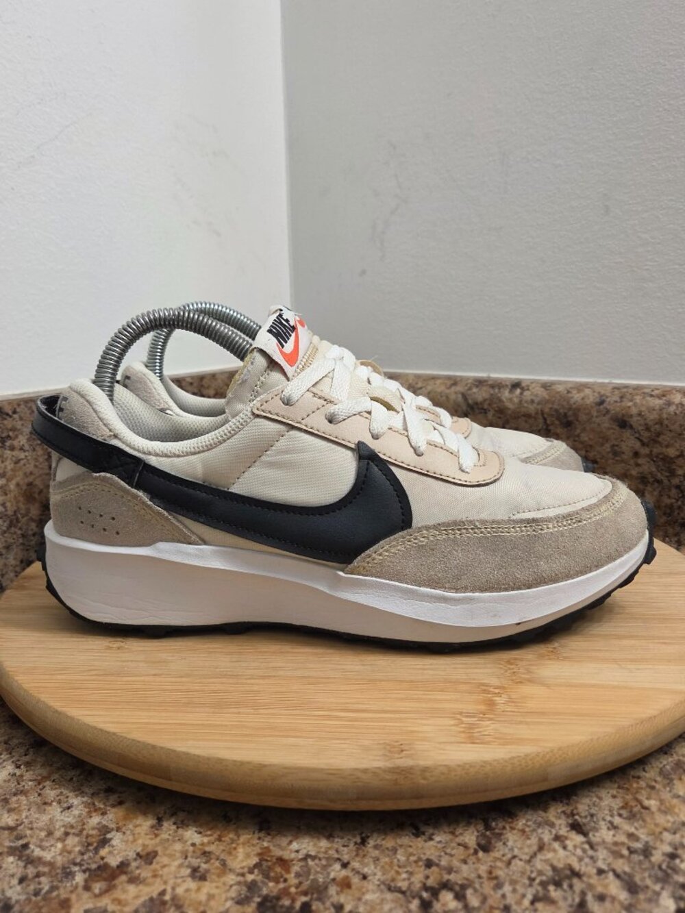 Nike Waffle Debut Womens White Running Shoes Sneakers Size 8